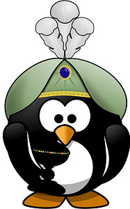 Penguin in oriental costume