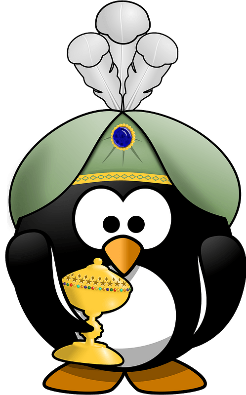 Penguin in oriental costume