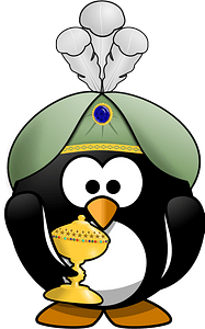 Penguin in oriental costume