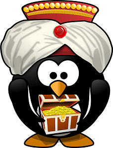 Penguin in oriental costume