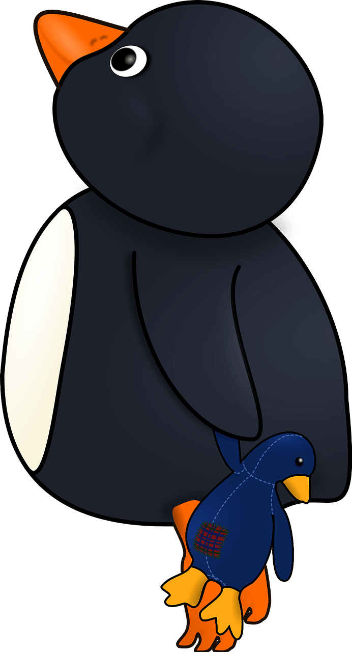 Little penguin with toy