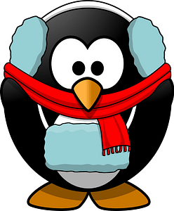 Penguin in winter wear