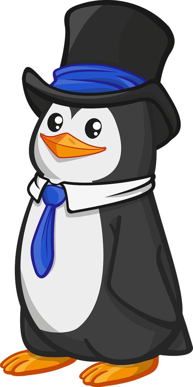 Penguin with top hat and tie