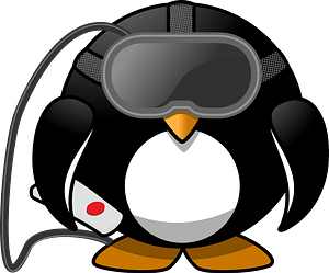 Penguin with Virtual Reality Goggles