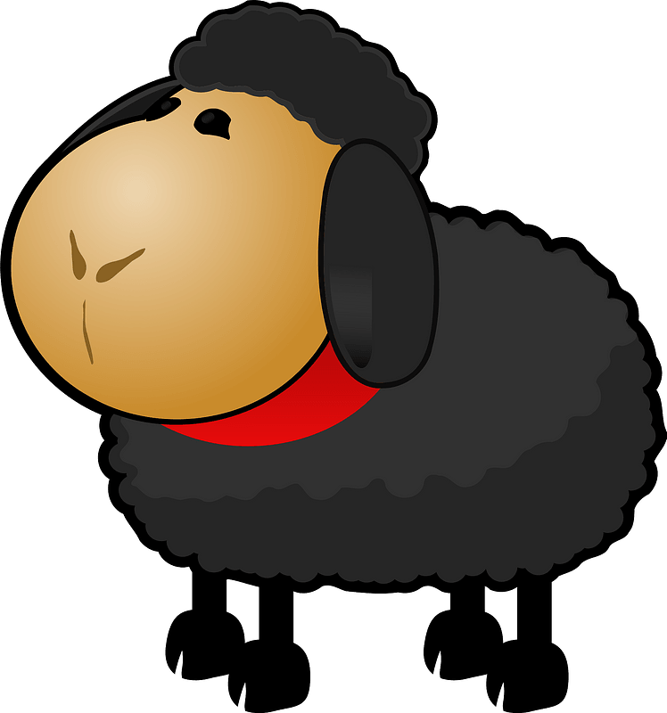 Black Sheep with Red Ribbon Throat