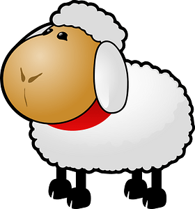 White sheep with Red Ribbon Throat