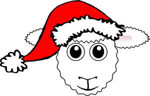 Sheep face with Santa hat