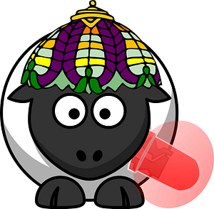 Cartoon sheep with garland