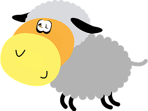 Sheep with an orange and yellow face