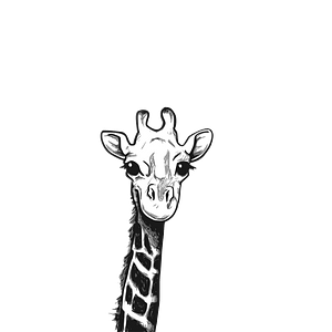 Cute giraffe head - black and white