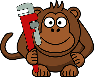 Cartoon monkey with wrench