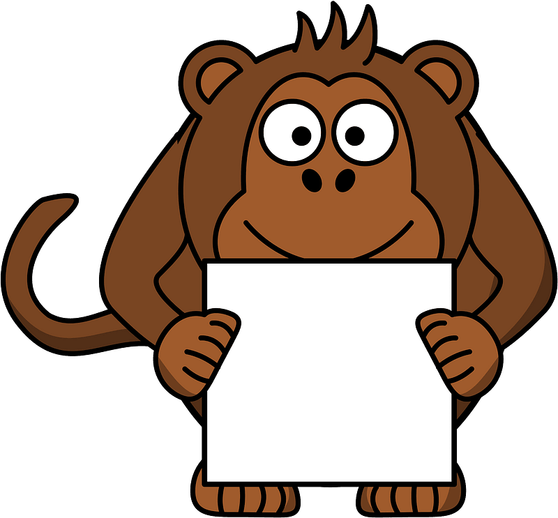 Monkey holding sign