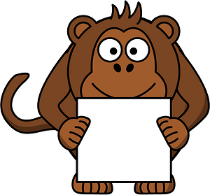 Monkey holding sign