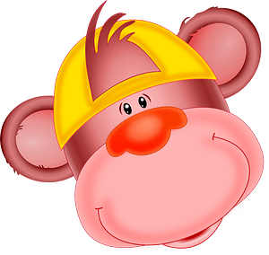 Funny monkey face wearing yellow cap