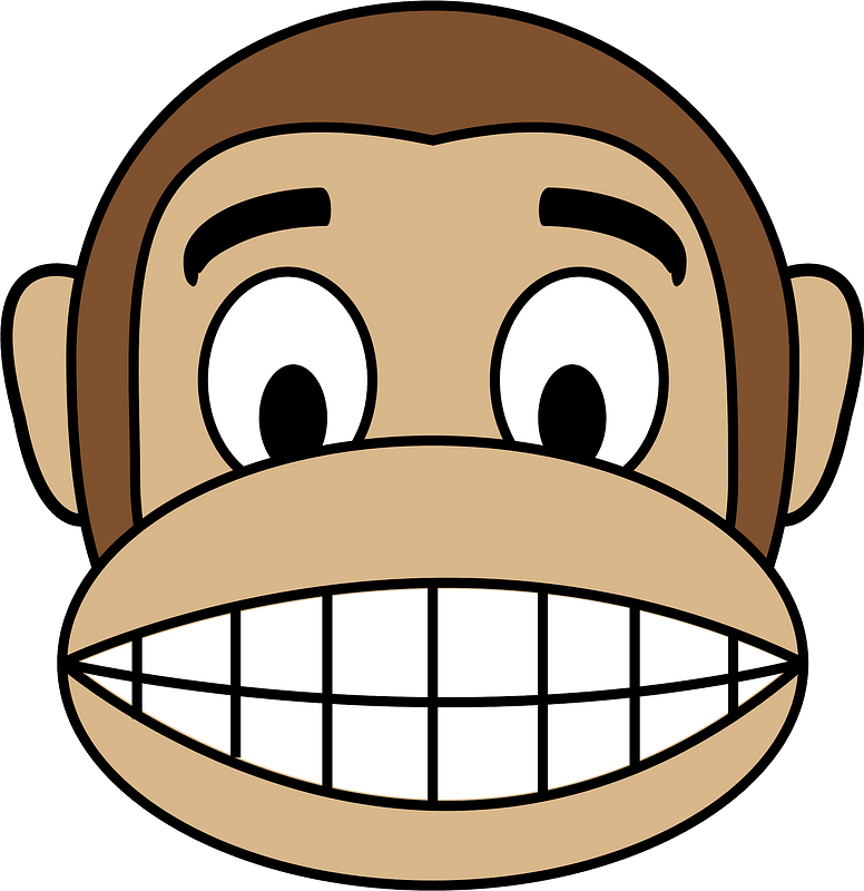 Smiling monkey face showing teeth