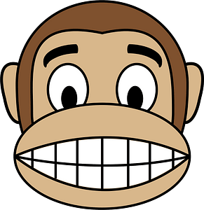 Smiling monkey face showing teeth