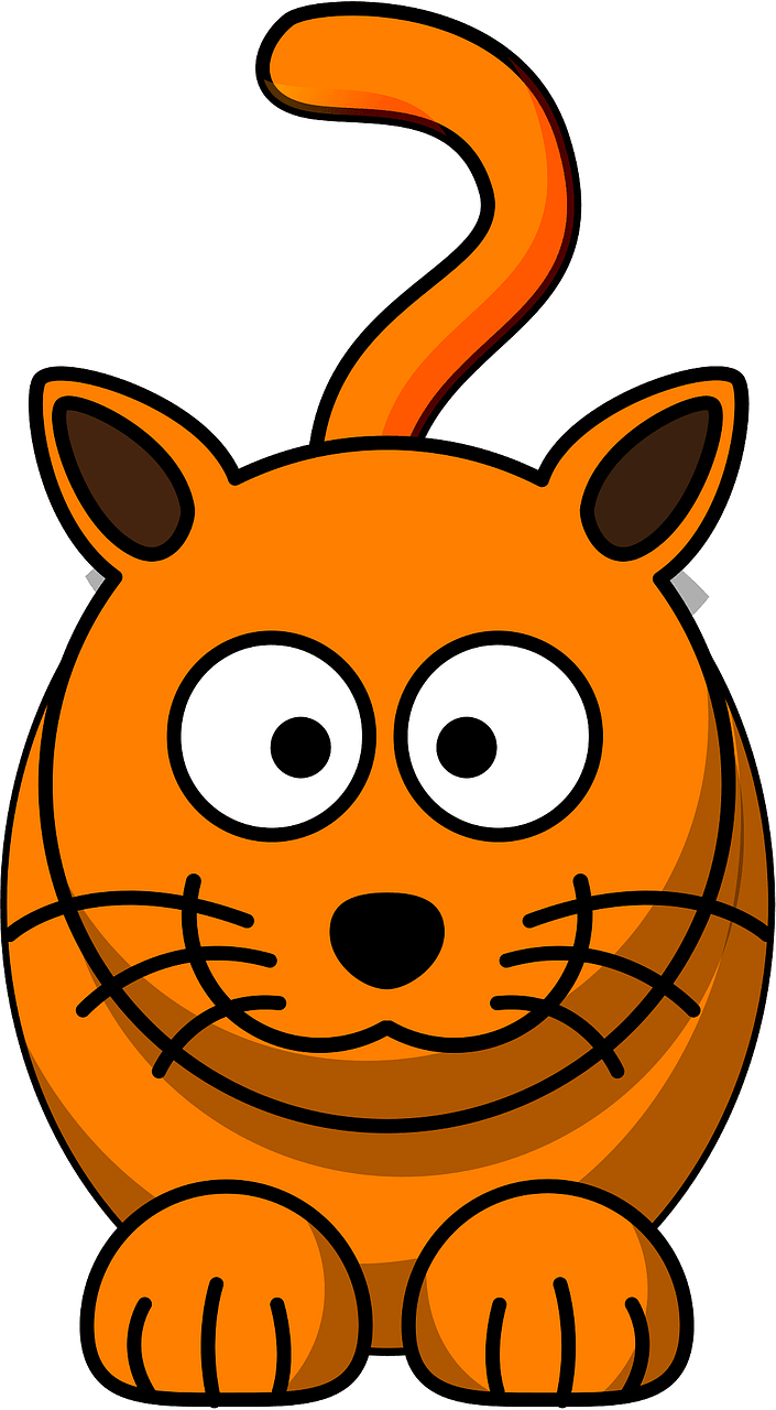 Smiling orange cat with big eyes