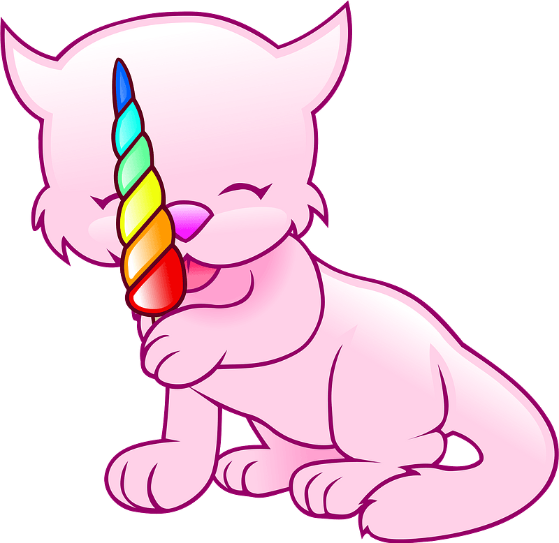 Pink cat with rainbow candy