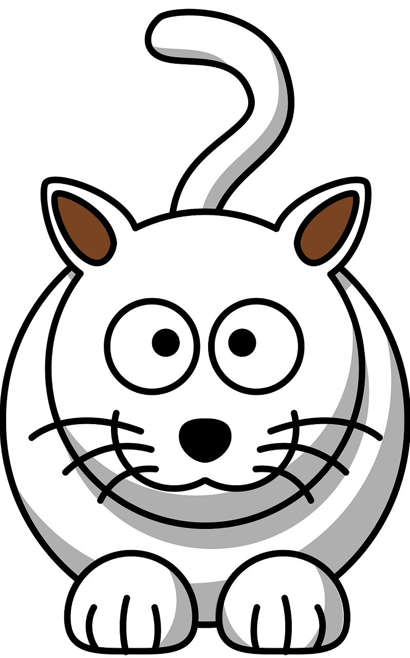 Smiling white cat with big eyes