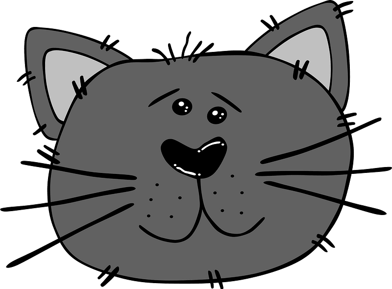Grey cat face drawing