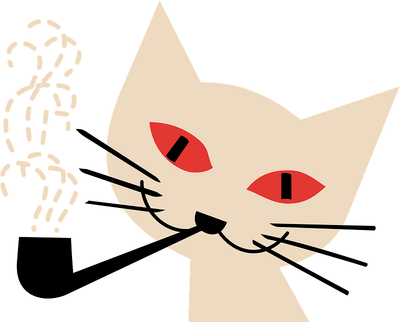 Cat face with pipe