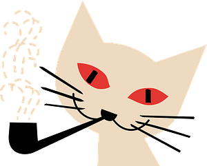 Cat face with pipe