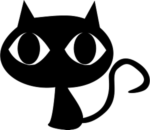 Black cat with big eyes
