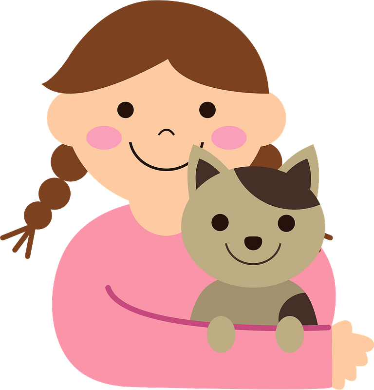 Little girl with cat