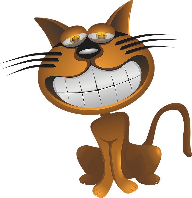 Orange cat grinning and showing all teeth