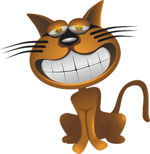 Orange cat grinning and showing all teeth