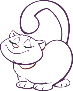 Happy cartoon cat - black and white