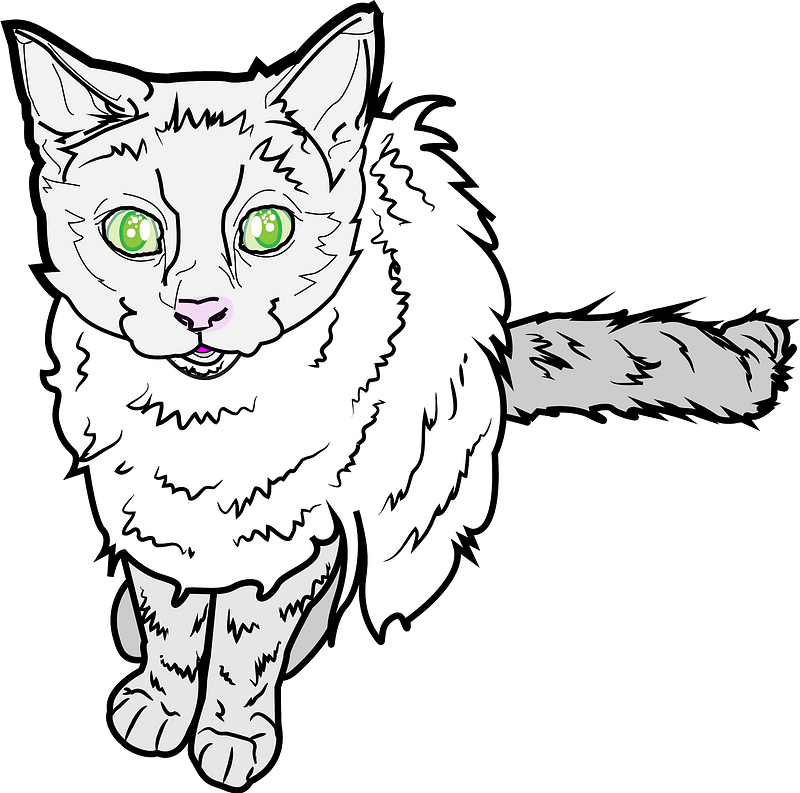 Green-eyed kitten - Line art