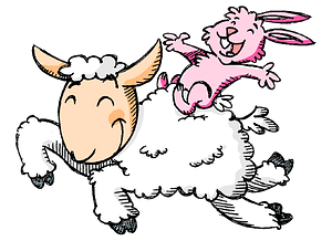 Cartoon bunny and lamb