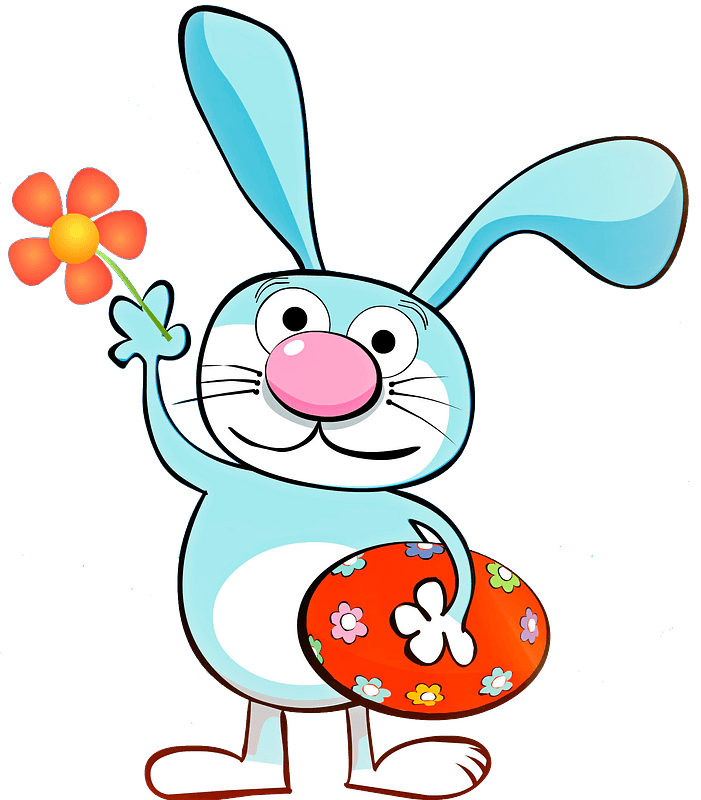 Easter bunny with egg and flower