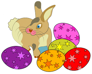Bunny with Easter eggs