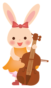 Bunny playing the cello