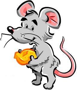 Cartoon mouse with cheese