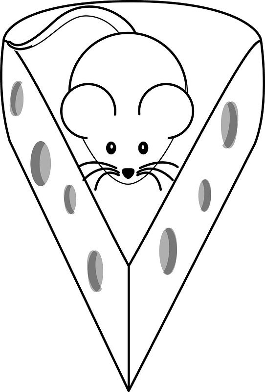 Cartoon mouse with cheese