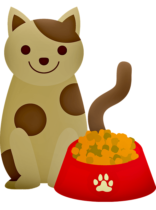 Cat with a bowl of food