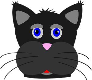 Cartoon black cat face