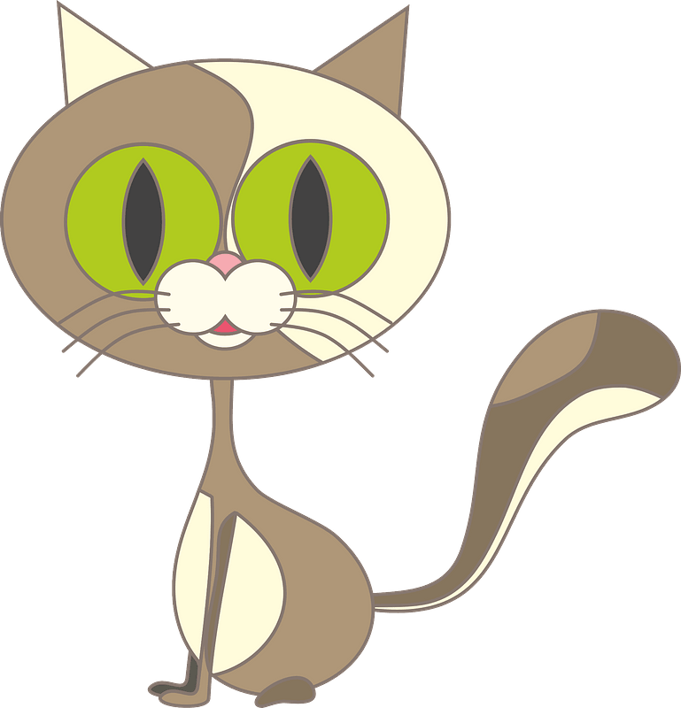 Cartoon green-eyed cat