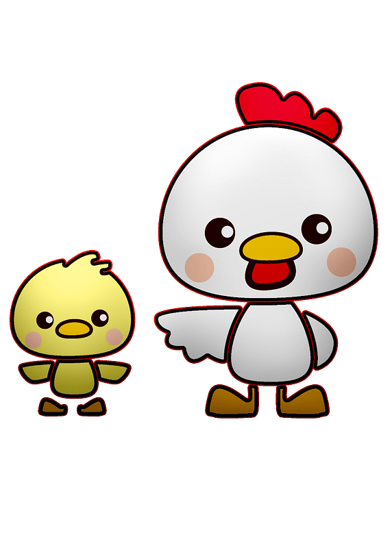 Cute chicken and chick