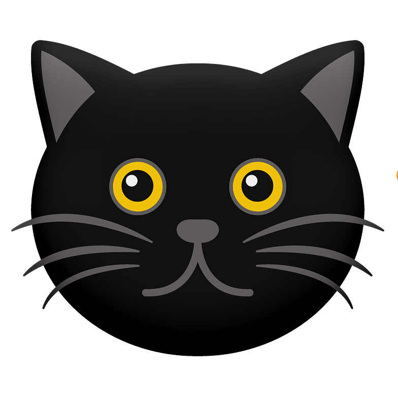 Cartoon black cat face