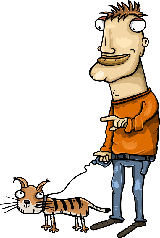 Man with cat on a walk