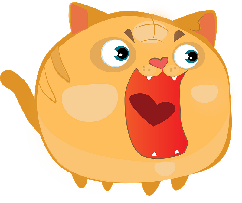 Cartoon mewing cat
