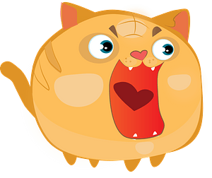 Cartoon mewing cat