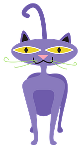 Purple cartoon cat