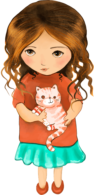 Little girl with kitten