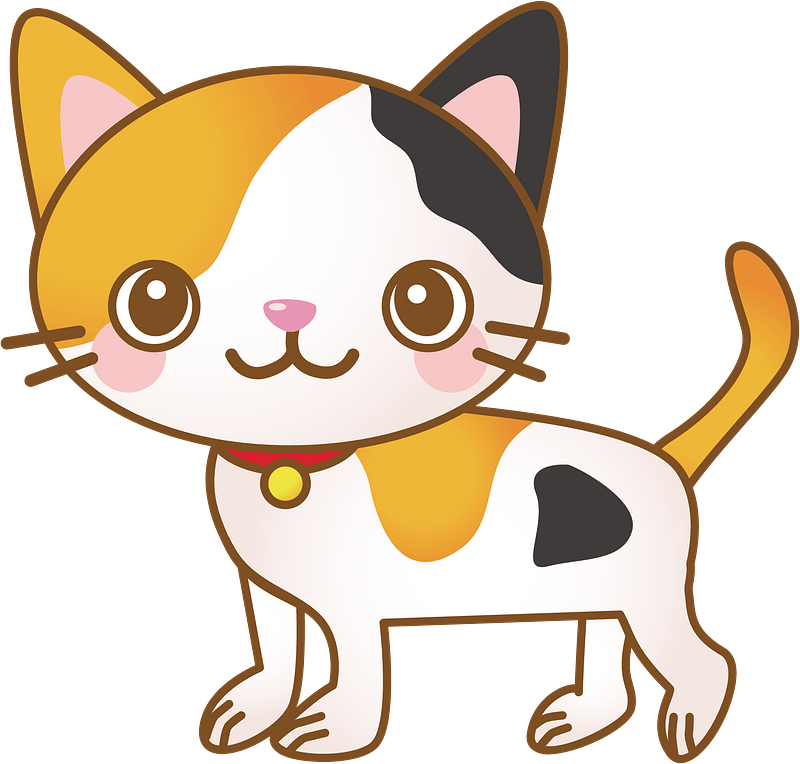 Tricolor cartoon kitten