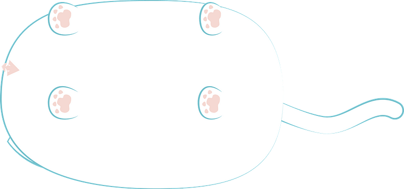 Cartoon cat lying on his back
